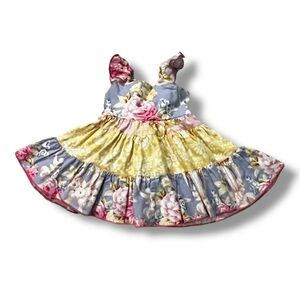 Olive Mae Dress Mixed Floral Print Tiered Ruffled Sleeveless Cotton Baby 9mo